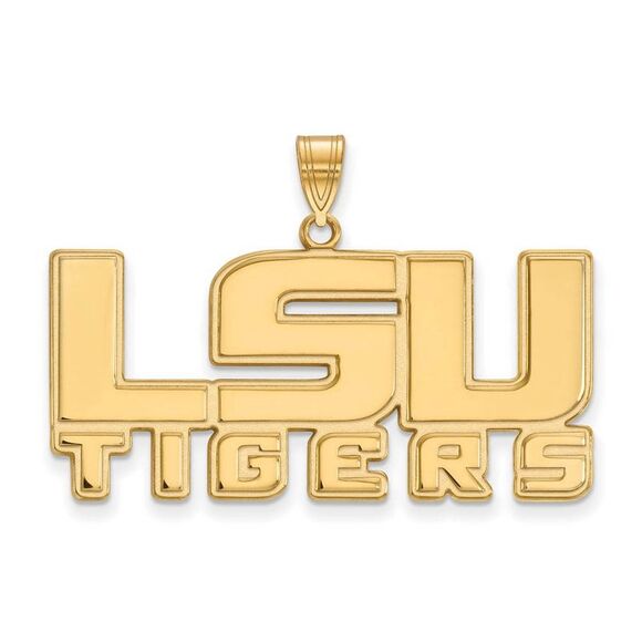 14k Yellow Gold Louisiana State Large 'LSU TIGERS' Pendant